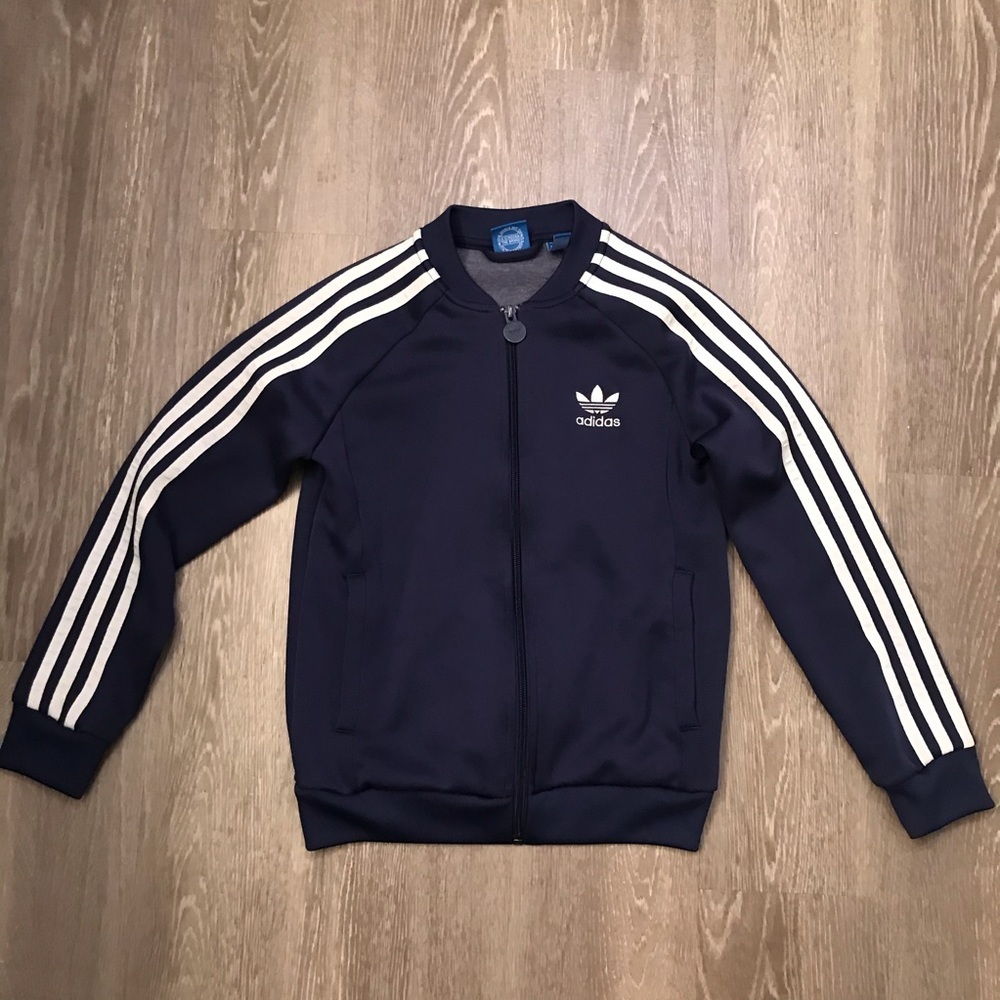 adidas Kids Navy Blue Sweatshirt with White Stripes